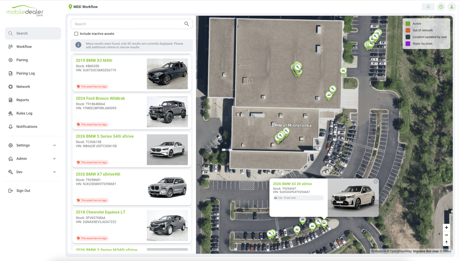MDD Locate showing a vehicle's exact location