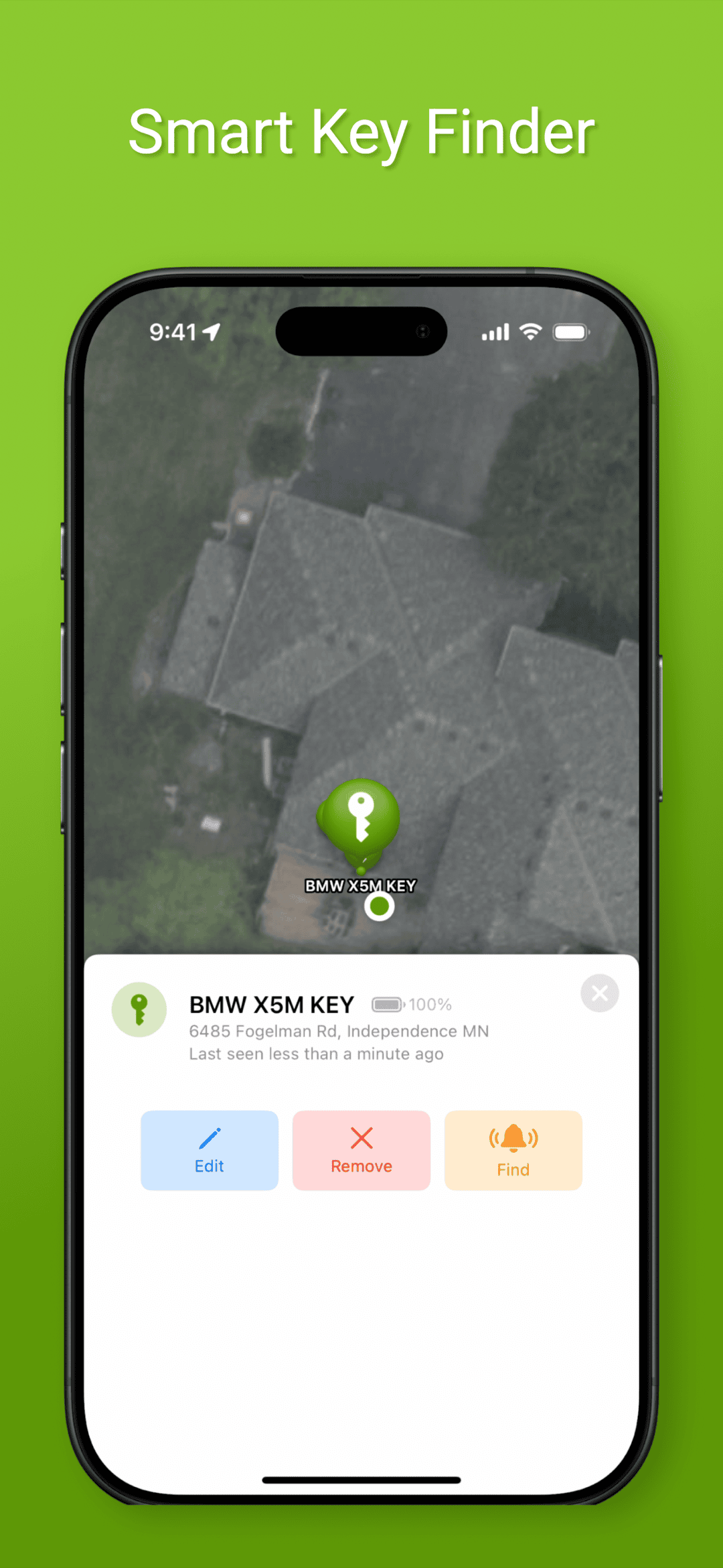 VehicleVault app — Smart Key Finder locating a key