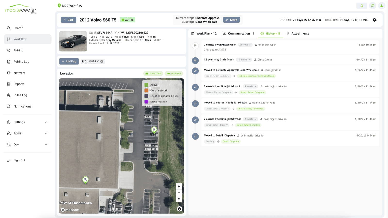 MDD Recon Workflow showing tamper-proof stage history