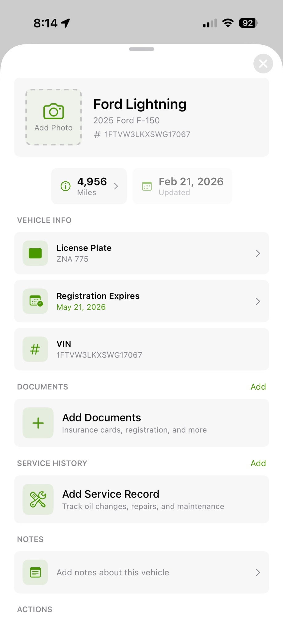 Vehicle info feature