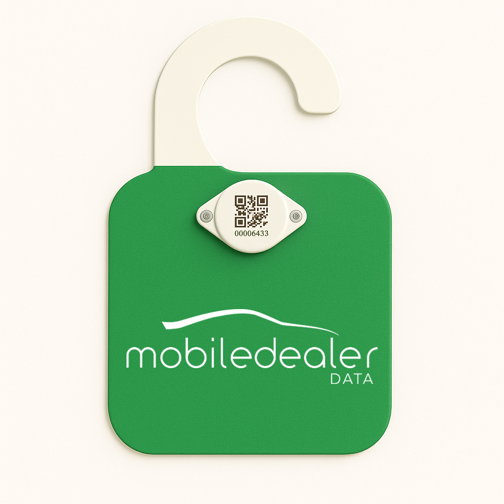 MDD reusable green tracking placard that replaces a paper hang tag