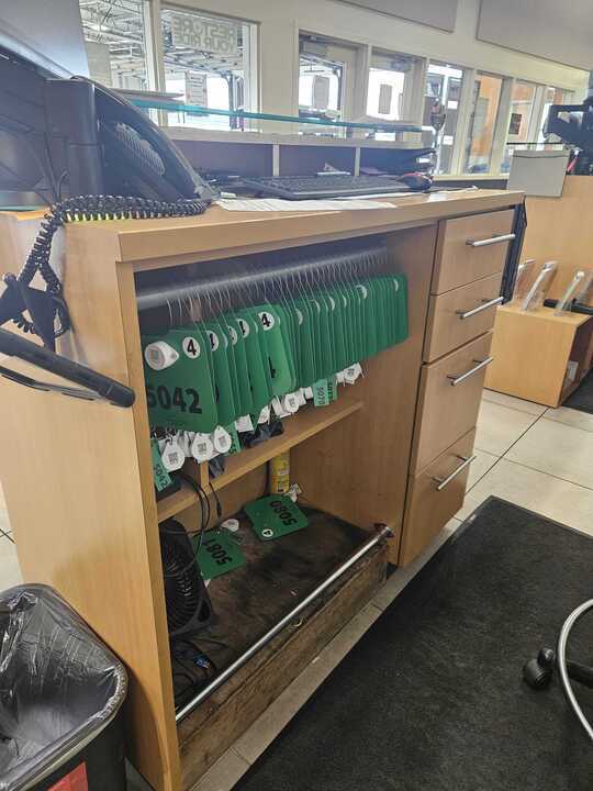 MDD placards stored in a service-drive cabinet