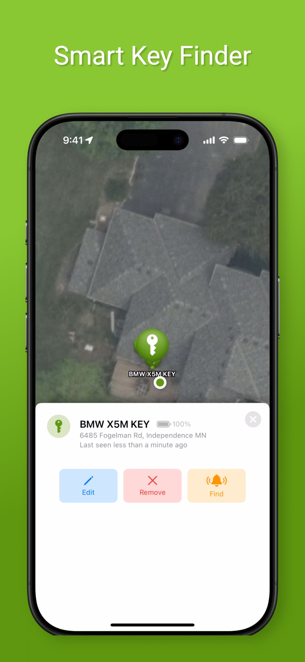 VehicleVault app — Smart Key Finder locating a key