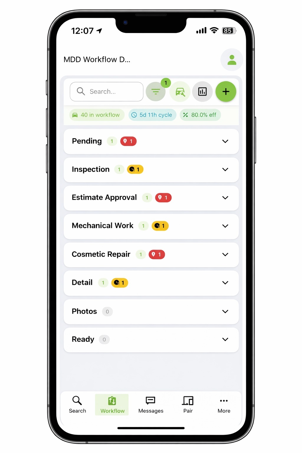 MDD Workflow automation on mobile